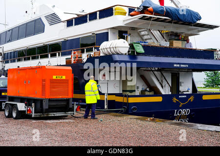 Le Seigneur de ravitaillement des navires de croisière de Glens à Corpach, verrouillage de Corpach, Fort William, Scotland, UK. Banque D'Images