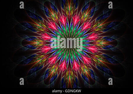 Fractale générée par ordinateur en fleur couleur multicolore.Fractal Art pour la conception créative,flyer couvrir, de l'intérieur, de l'affiche. Banque D'Images