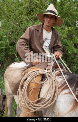 Cowboy sur un ranch près de Trinidad, Cuba Banque D'Images