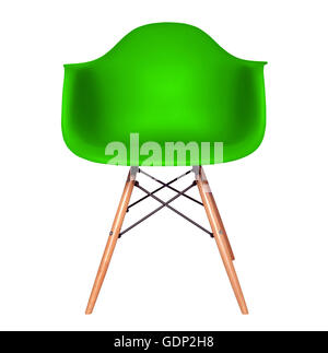 Chaise en plastique de couleur verte isolated on white Banque D'Images