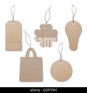 Tags vintage vide avec string sur fond blanc, vente et promotions concept Illustration de Vecteur