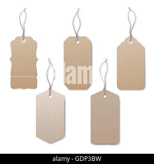 Tags vintage vide avec string sur fond blanc, vente et promotions concept Illustration de Vecteur