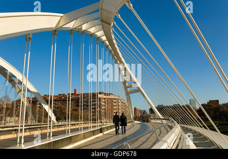 Bac de Roda bridge (architecte Santiago Calatrava), Barcelone, Espagne Banque D'Images