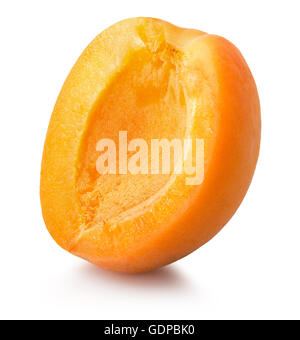 La moitié d'abricot isolé sur le fond blanc. Banque D'Images