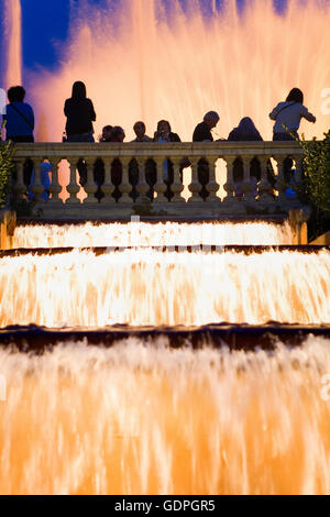 Spectacle de musique et de lumières. Fontaine Magique. Montjuic, Barcelone, Espagne Banque D'Images