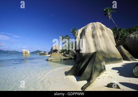 Indischer Ozean, Afrika, Kuba, Insel, Strand, Reisen, Ferien, Meer, la plage, La Digue, Ein Traumstrand an der de Westkueste Banque D'Images