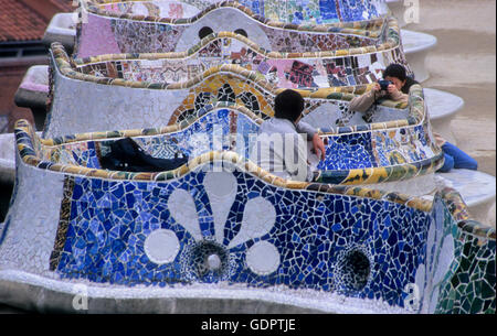 Parc Güell:Barcelone Gaudí, (1900-1914). Banque D'Images