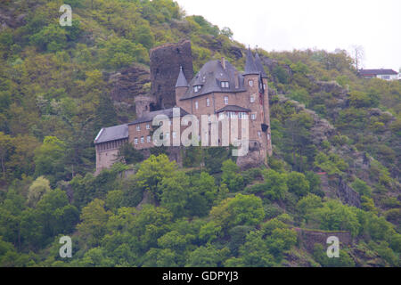 Katz,château sur le Rhin près de St Goar, Allemagne Banque D'Images