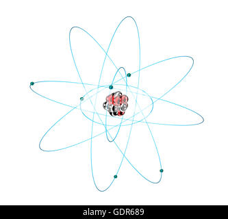 Atome de carbone isolé sur blanc, 3d illustration Banque D'Images