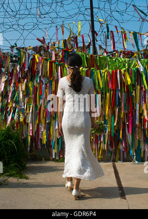 Femme sud-coréen appelé juyeon sur la frontière nord et de la Corée du Sud, Sudogwon, Paju, Corée du Sud Banque D'Images