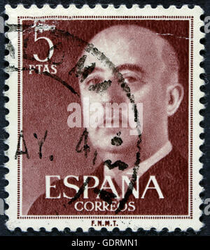 Espagne - circa 1949 : timbres en espagne montrant un portrait du général Francisco Franco 1892-1975 , la série "Francisco Franco', Banque D'Images