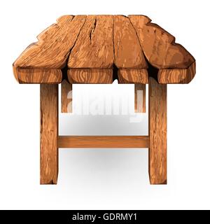 Table en bois sur fond blanc Illustration de Vecteur