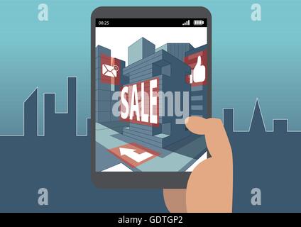 Le concept de réalité augmentée comme exemple pour la réalité virtuelle et de l'entreprise mobile et numérique Illustration de Vecteur