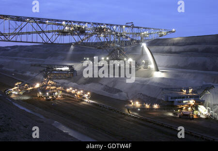 L'extraction de lignite à la mine à ciel ouvert de Welzow-Sued Banque D'Images