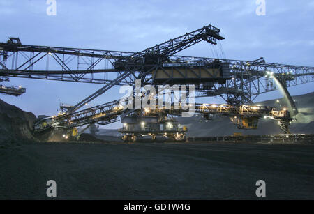 L'extraction de lignite à la mine à ciel ouvert de Welzow-Sued Banque D'Images