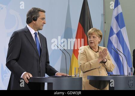 Merkel et Samaras Banque D'Images