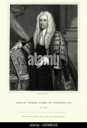 Portrait de Philip Yorke, 1er comte de Hardwicke un avocat et homme politique qui a servi comme Lord Chancelier. Banque D'Images