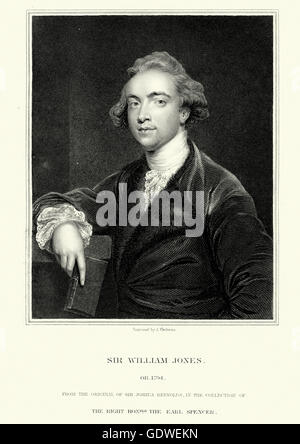 Portrait de Sir William Jones un philologue Anglo-Welsh, juge puîné de la Cour suprême de justice à Fort William en B Banque D'Images