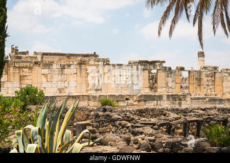 Israël Capharnaüm Capharnaüm Kfar Nahum Village Ville de Jésus sur la mer de Galilée ruines de 4e siècle synagogue & ville romaine Banque D'Images