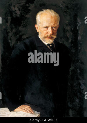 Tchaïkovski. Portrait du compositeur russe, Pyotr Ilyich Tchaikovsky (Pyotr Ilyich Chaykovsky; 1840-1893) par Nikolai Kuznetsov, 1893 Banque D'Images