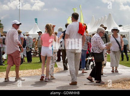 Les personnes qui arrivent pour la Royal Society 2016 Horticulutral RHS Flower Show à Tatton Park, Londres, UK Banque D'Images