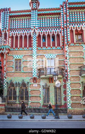 Casa Vicens par Antoni Gaudí, Barcelone, Catalogne, Espagne Banque D'Images