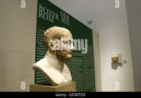 'L'exposition ''Le boxeur romain'' dans l'Altes Museum' Banque D'Images