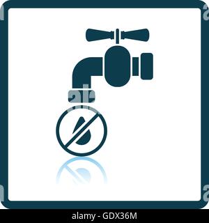 L'eau chute d'eau robinet avec icône. Reflet de l'ombre. Vector illustration. Illustration de Vecteur