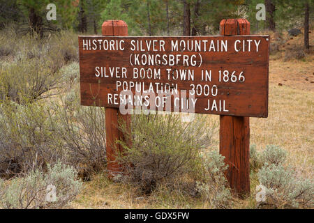 La ville de montagne d'argent historique conseil, Toiyabe National Forest, Ebbetts Pass National Scenic Byway, Californie Banque D'Images