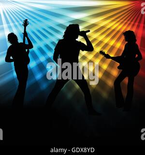 Vector background rock band avec éclairage au néon pour poster Illustration de Vecteur