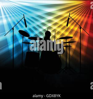 Vector background rock band avec éclairage au néon pour poster Illustration de Vecteur