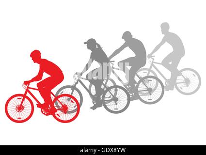 Sport road bike riders location silhouettes vector background concept gagnant Illustration de Vecteur