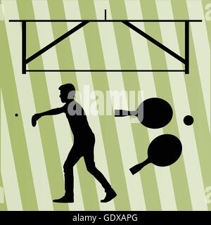 Joueur de tennis de table de ping-pong silhouette vector background pour poster Illustration de Vecteur