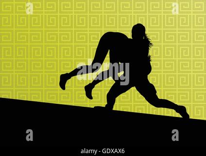 Romain grec les jeunes femmes actives de lutte sport silhouettes vector abstract background illustration Illustration de Vecteur