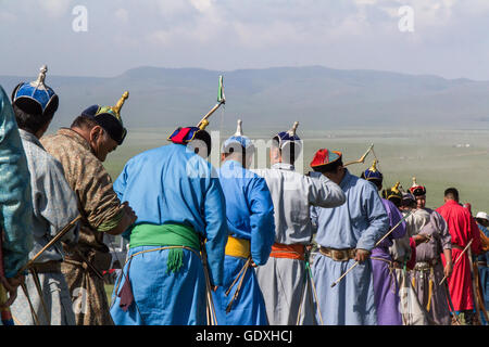 Festival Naadam en Mongolie. Archers Banque D'Images