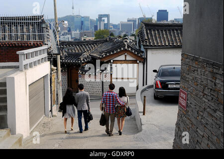La Corée du Sud. Séoul. L'année 2013. Le village de Bukchon Hanok Banque D'Images