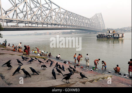 L'Inde. Kolkata. 2011. Howrah Bridge Banque D'Images