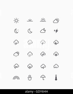 Ensemble d'icônes de ligne différentes liées à la météo Banque D'Images