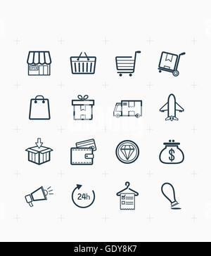 Ensemble de divers icônes liées à votre ligne Banque D'Images