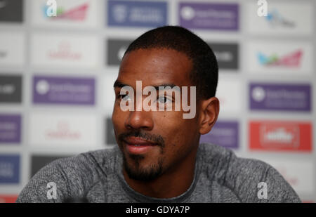 Christian Taylor parle au cours de la conférence de presse à l'hôtel Grange Tower Bridge Hotel, Londres. ASSOCIATION DE PRESSE Photo. Photo date : Jeudi 21 Juillet, 2016. Voir l'histoire de Londres. ATHLÉTISME PA Crédit photo doit se lire : Steven Paston/PA Wire. Banque D'Images