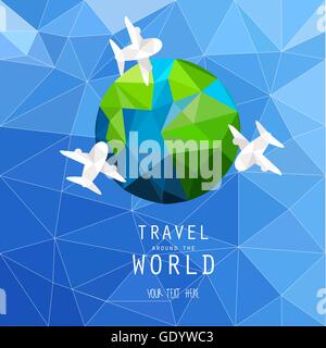 Travelaround le monde background, faible et poly concept abstrait, le texte peut être ajouter que vos préférences Illustration de Vecteur