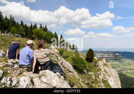 Naturpark Hohe Wand : Hohe Wand view from 'Skywalk' pour Neue Welt, jeune famille, Autriche, Niederösterreich, Autriche, Wien Banque D'Images