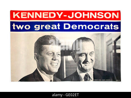 Vintage 1960 Historique affiche de campagne pour JFK Kennedy et Lyndon Baines Johnson pour Président et Vice-président de l'USA Banque D'Images