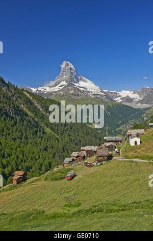 Géographie / voyages, Suisse, Matterhorn, Cervin (4478m) et Findeln hameaux, Zermatt, Valais, Additional-Rights Clearance-Info-Not-Available- Banque D'Images