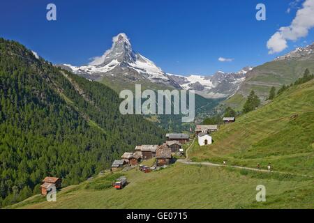 Géographie / voyages, Suisse, Matterhorn, Cervin (4478m) et Findeln hameaux, Zermatt, Valais, Additional-Rights Clearance-Info-Not-Available- Banque D'Images