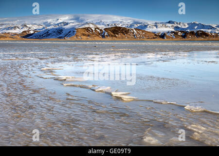 Géographie / billet, l'Islande, du sud de l'Islande, Dyrholaey, sur la glace, près de Myrdalsjökull Dyrholaos, Additional-Rights Clearance-Info-Vik-Not-Available Banque D'Images