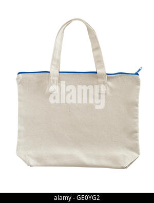 Eco sac avec fermeture éclair isolé sur fond blanc Banque D'Images