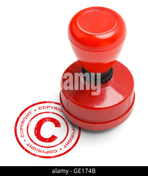 Copyright Stamper rouge isolé sur fond blanc. Banque D'Images