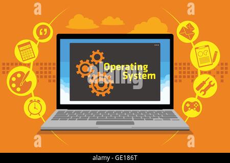 OS système d'exploitation sur ordinateur portable Illustration de Vecteur
