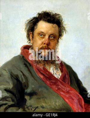 Ilya Repine, Portrait de M. P. Moussorgski 1881 Huile sur toile. Galerie Tretiakov, Moscou, Russie. Banque D'Images